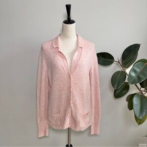 Escada Sport Pink Confetti Merino Wool Blend Cardigan Sweater Size XL